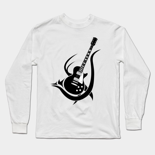 Tribal Guitar Long Sleeve T-Shirt by YiannisTees